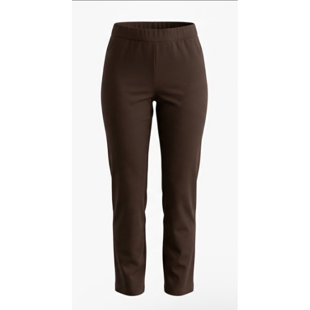 Chicos Fabulously Slimming Perfect Stretch Pants Brown Straight Leg Size 2 Reg